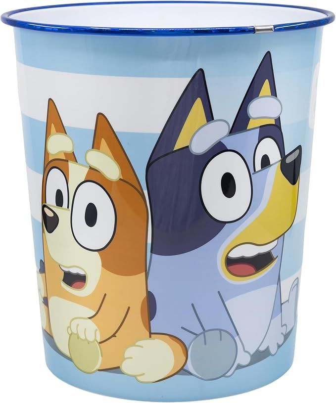 Bluey [2-PACK SET] Waste Bin &amp; 5 Piece Stationery Set For Kids, Bedroom, Playroom, Office, 22.5cm x 21cm x 21cm (Multicolour)