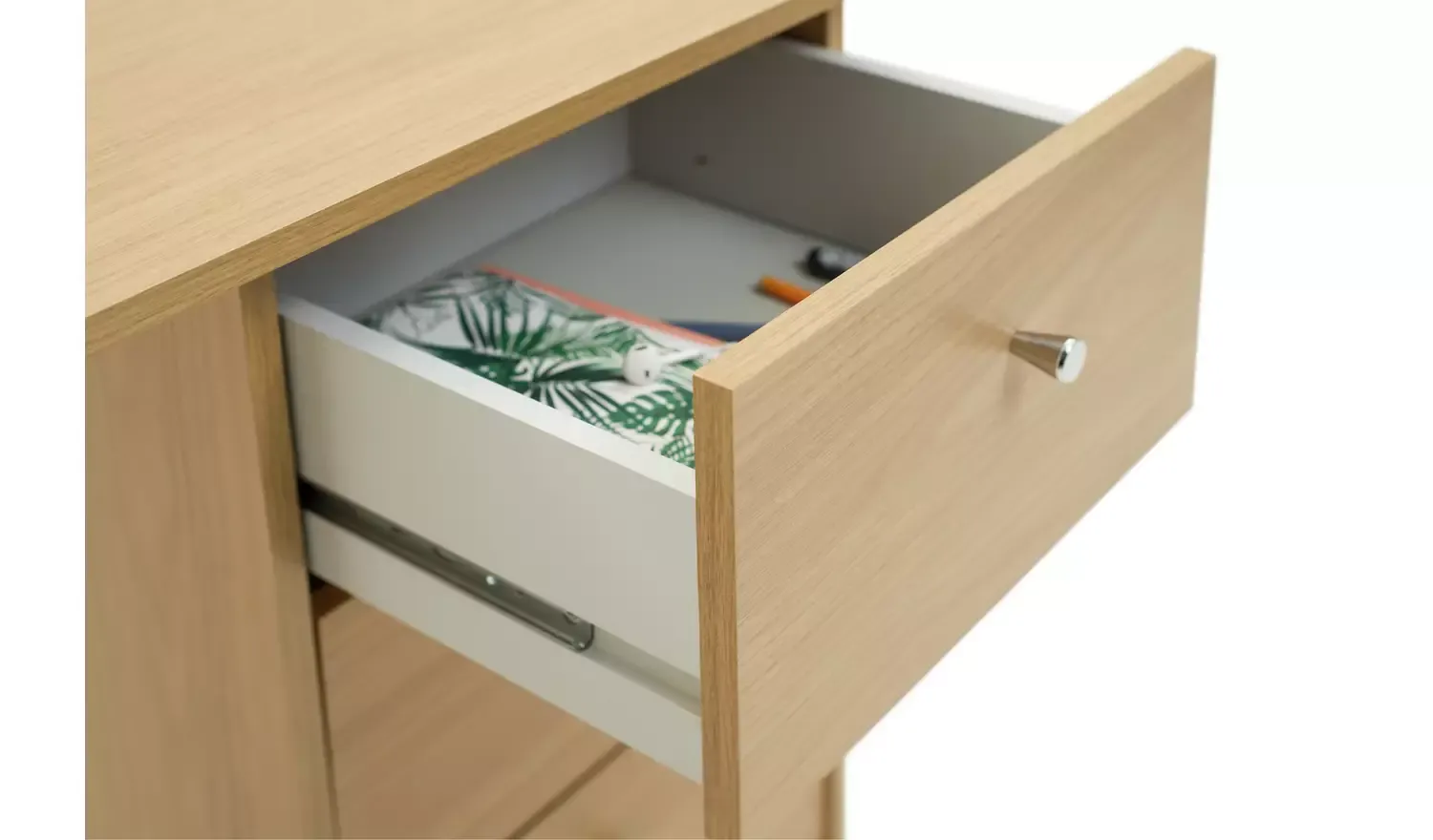 Reflect 3 Drawer Bedside Table | Black Gloss &amp; Walnut | Modern Nightstand for Bedroom Storage | H: 59.5cm x W: 39.5cm x D: 38cm