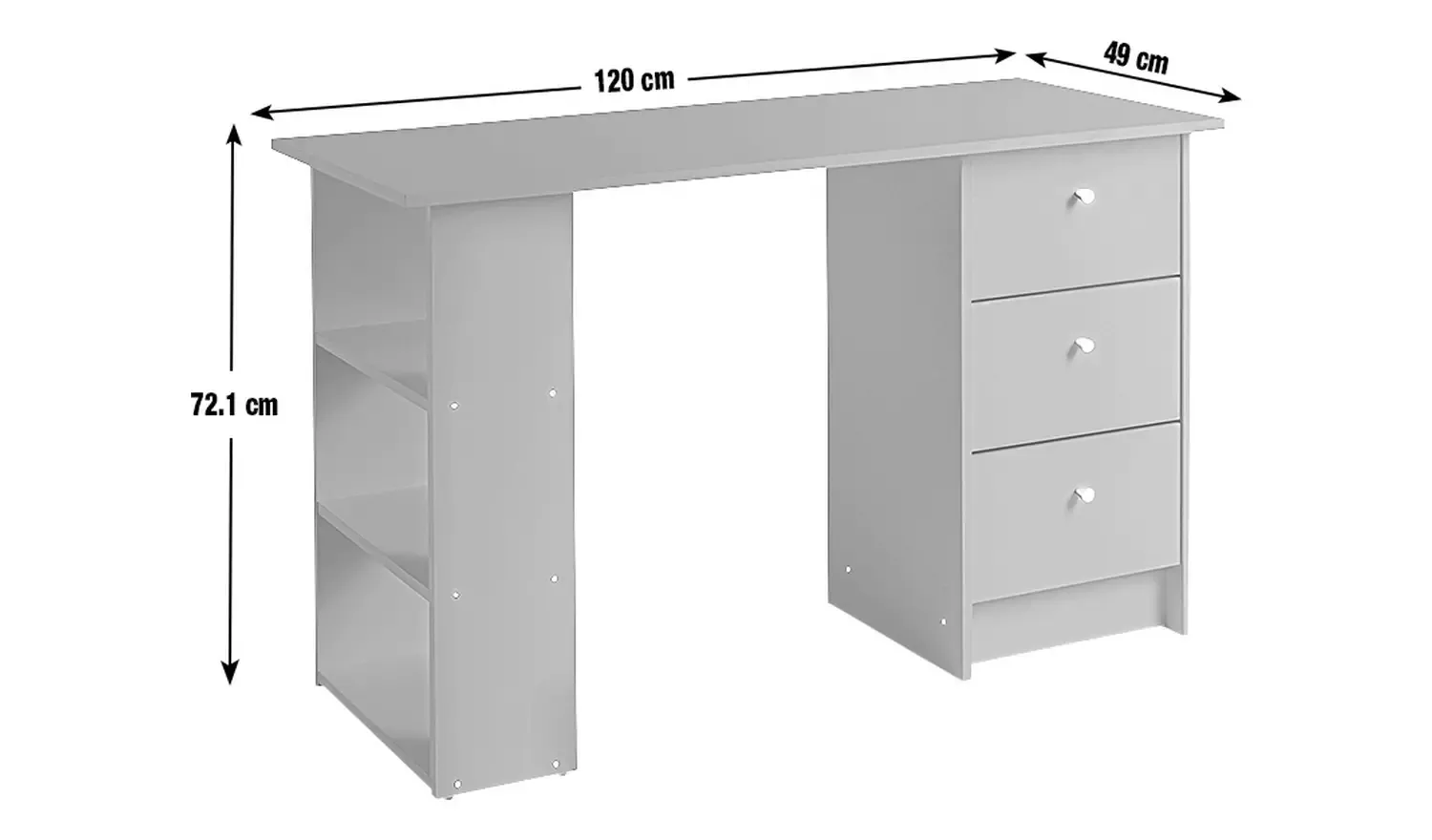 Reflect 3 Drawer Bedside Table | Black Gloss &amp; Walnut | Modern Nightstand for Bedroom Storage | H: 59.5cm x W: 39.5cm x D: 38cm