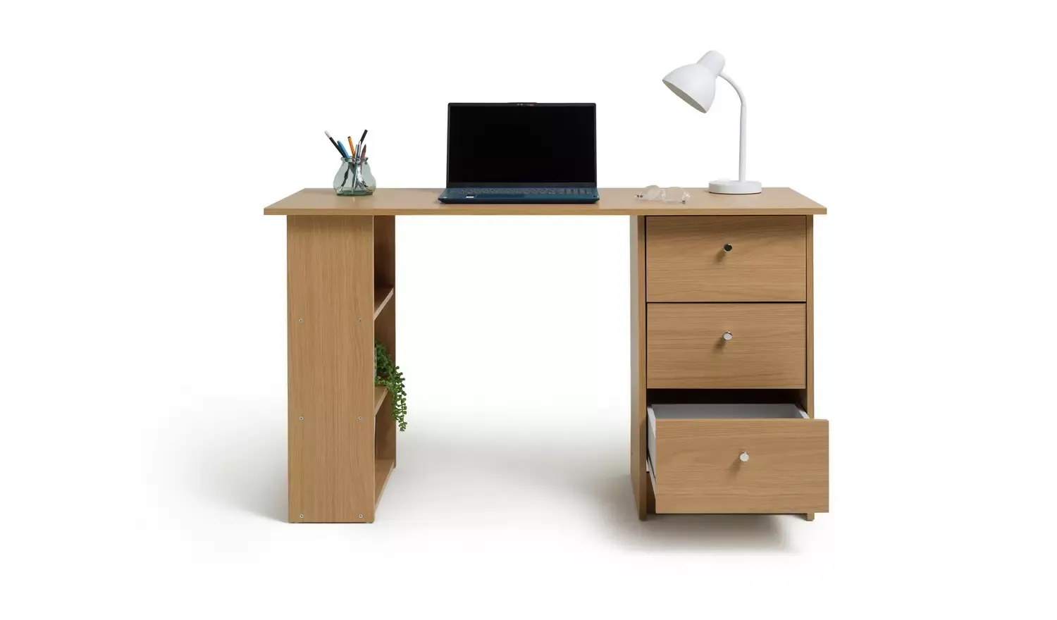 Reflect 3 Drawer Bedside Table | Black Gloss &amp; Walnut | Modern Nightstand for Bedroom Storage | H: 59.5cm x W: 39.5cm x D: 38cm