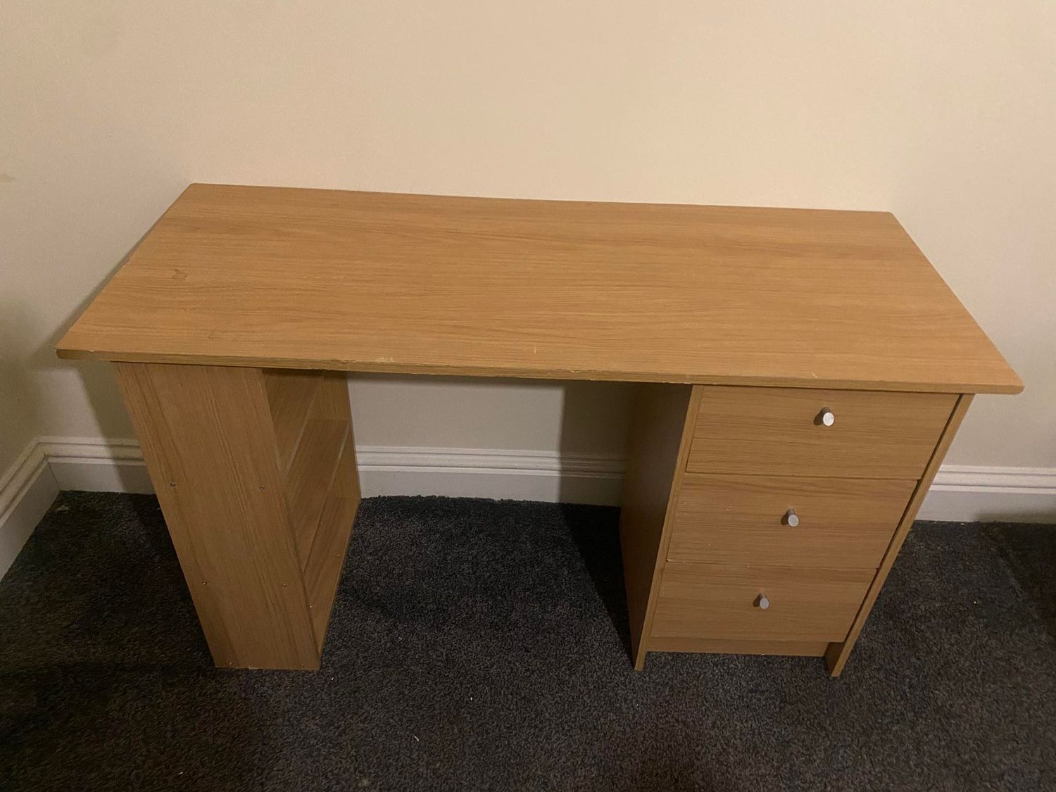 Reflect 3 Drawer Bedside Table | Black Gloss &amp; Walnut | Modern Nightstand for Bedroom Storage | H: 59.5cm x W: 39.5cm x D: 38cm