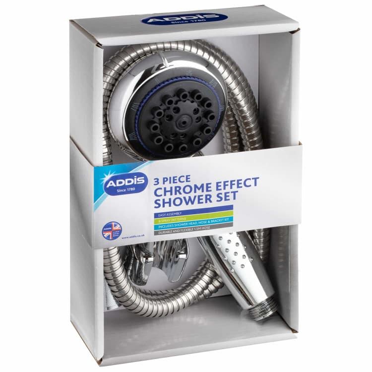 Addis 3 Function Chrome Shower Head &amp; Hose [NEW - BUT DAMAGED PACKAGING]
