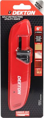 Dekton Self-Retracting Knife – Safety Utility Knife with Automatic Blade Retraction | Ergonomic Handle | Ideal for Cutting Tasks, DIY, and Professional Use | Durable and Easy to Carry Dekton Self-Retracting Knife – Safety Utility Knife with Automatic Blade Retraction | Ergonomic Handle | Ideal for Cutting Tasks, DIY, and Professional Use | Durable and Easy to Carry