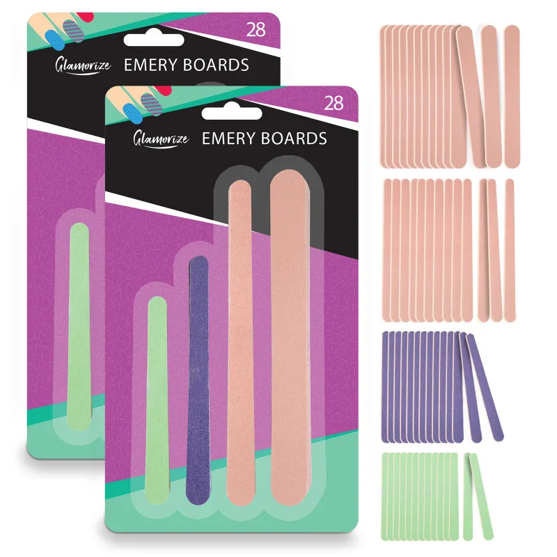 EMERY BOARDS SMOOTH FINISH ASSORTED - 2 Packs (56 Pieces)