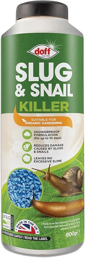 Doff Slug &amp; Snail Killer | 800g Garden Slug Pellets | Ferric Phosphate Formula for Effective Slug and Snail Control | Long-Lasting Protection in Damp Conditions for Up to 14 Days - Safe for Crops