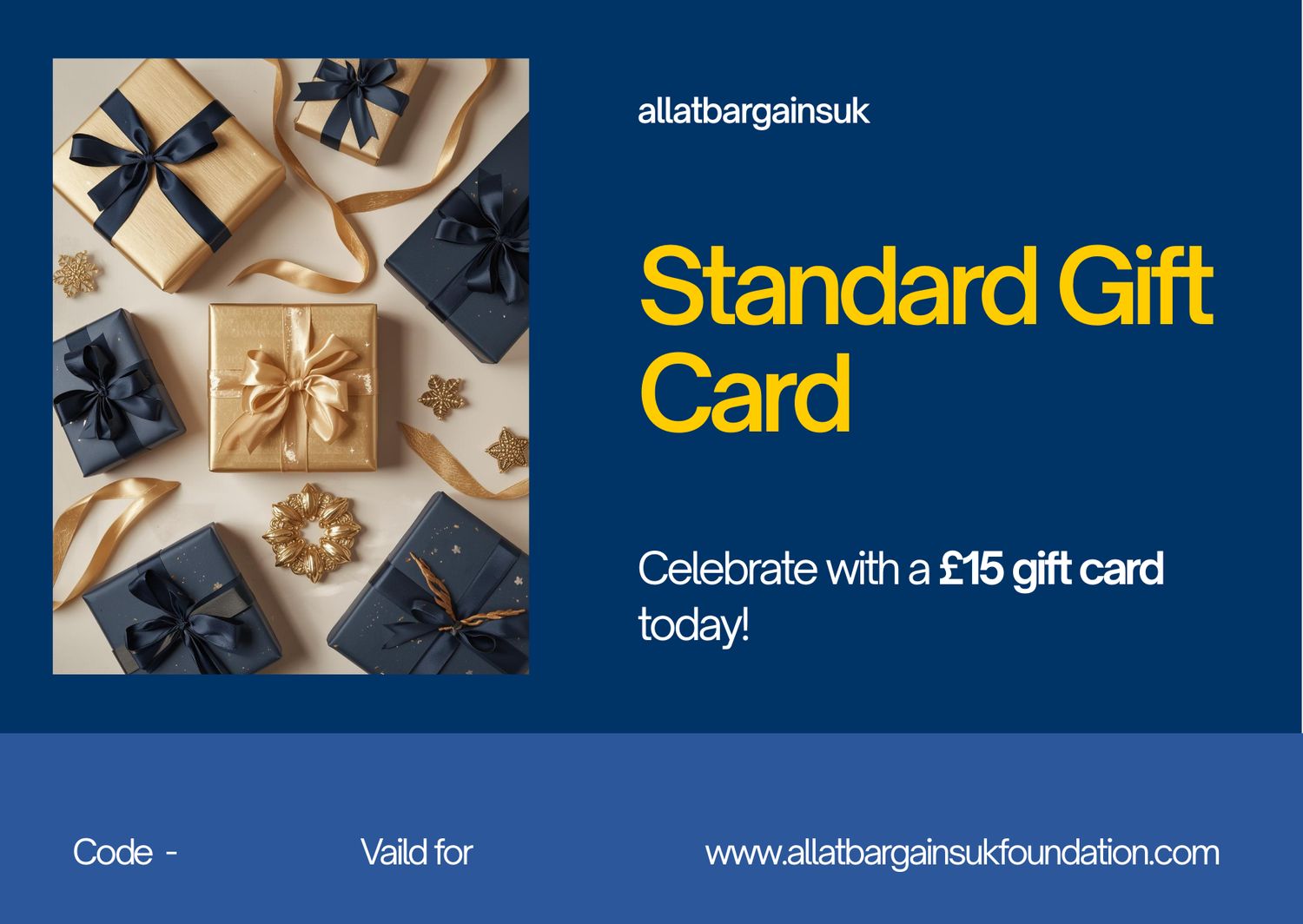 allatbargainsuk - Standard Gift Card {£15.00} Gift Certificates