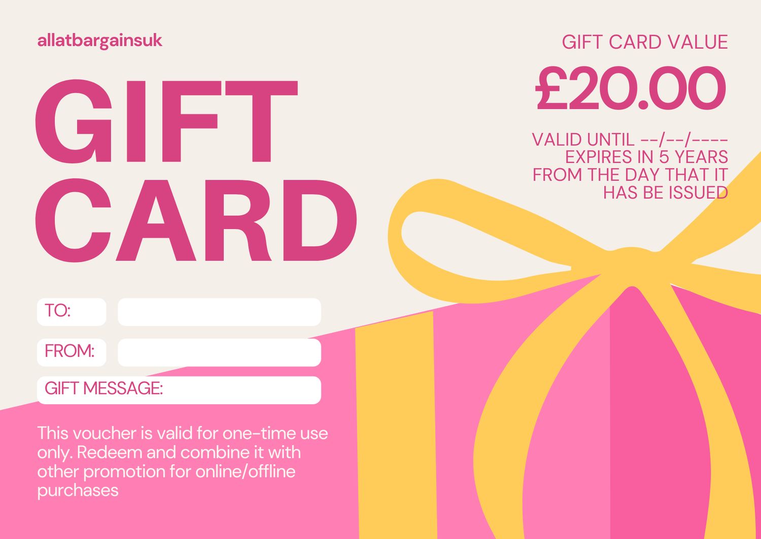 allatbargainsuk - Standard Gift Card {£20.00}
