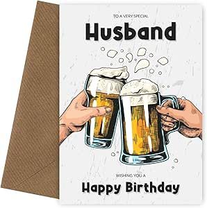 Husband Birthday Card for Him - Say Happy Birthday on his 25th 30th 35th 40th 45th 50th Bday - Any Age Fun Bday Card from a Wife or Husband