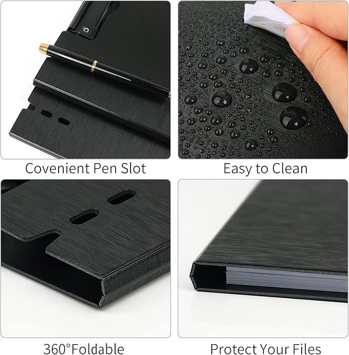 A4 Clipboard Folder, 1 Pack Foldable Clipboards with Pocket, Clip Board for Business, Office, School or Restaurant (Black) [SINGLE]