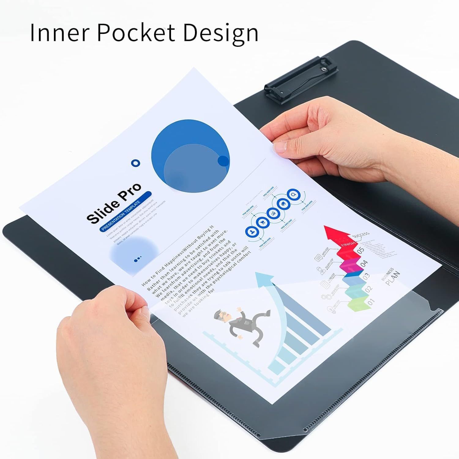 A4 Clipboard Folder, 1 Pack Foldable Clipboards with Pocket, Clip Board for Business, Office, School or Restaurant (Black) [SINGLE]