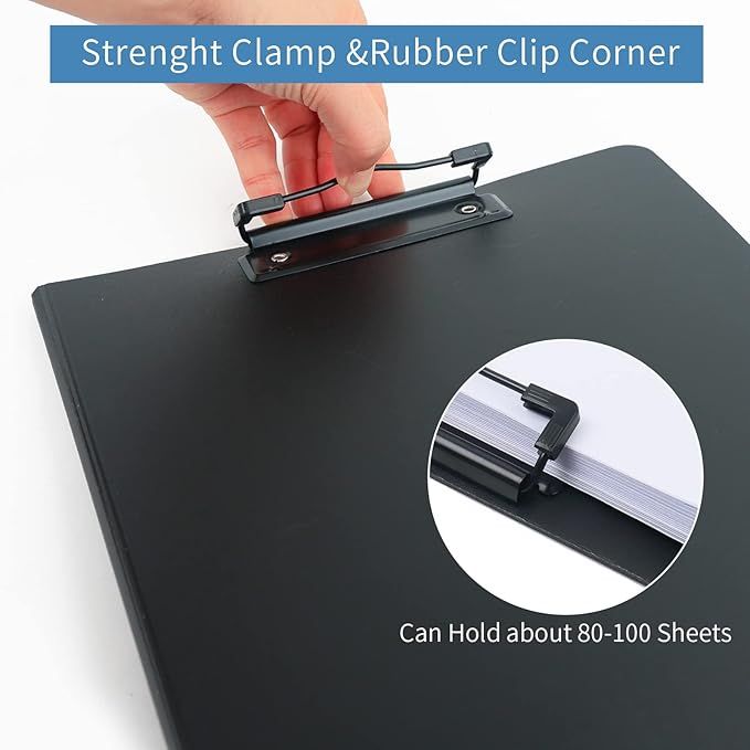 A4 Clipboard Folder, 1 Pack Foldable Clipboards with Pocket, Clip Board for Business, Office, School or Restaurant (Black) [SINGLE]