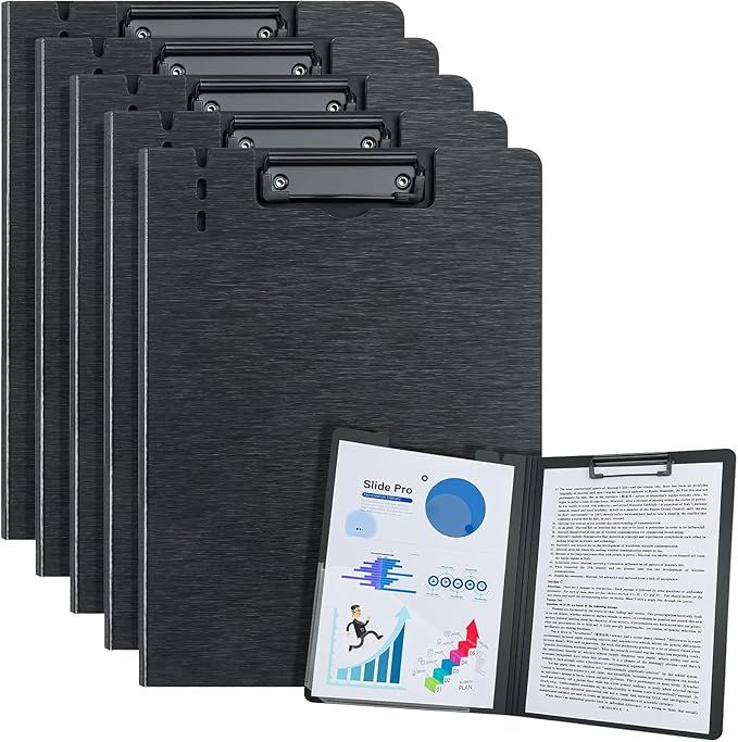 A4 Clipboard Folder, 1 Pack Foldable Clipboards with Pocket, Clip Board for Business, Office, School or Restaurant (Black) [SINGLE]