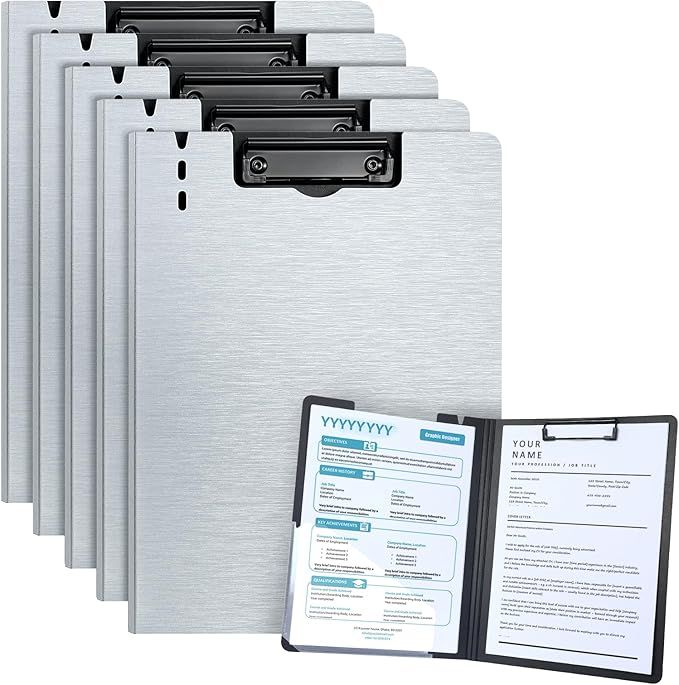 A4 Clipboard Folder, 1 Pack Foldable Clipboards with Pocket, Clipboards Clip Board for Business, Office, School or Restaurant (Grey)  [SINGLE]