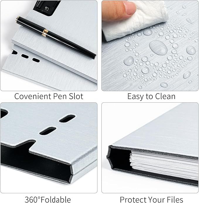 A4 Clipboard Folder, 1 Pack Foldable Clipboards with Pocket, Clipboards Clip Board for Business, Office, School or Restaurant (Grey)  [SINGLE]
