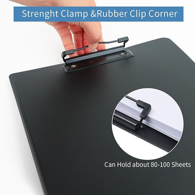 A4 Clipboard Folder, 1 Pack Foldable Clipboards with Pocket, Clipboards Clip Board for Business, Office, School or Restaurant (Grey)  [SINGLE]