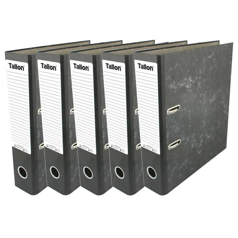 Pack of 5 Lever Arch File A4 Paper-Backed Black Cloud 70mm Document Storage