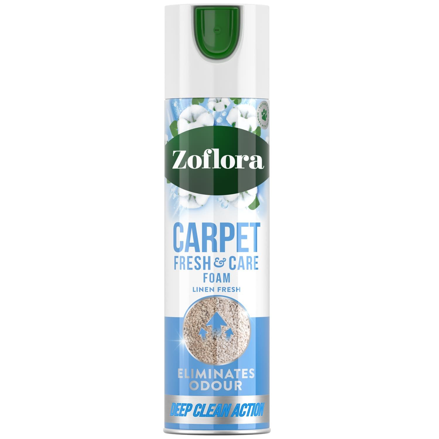 Zoflora Linen Fresh Carpet Freshener &amp; Care Foam, Carpet Cleaner,Stain Remover Foam for Carpets and Upholstery, Neutralises Odours, Deep Cleans, Pet Safe, 1x 600 ml