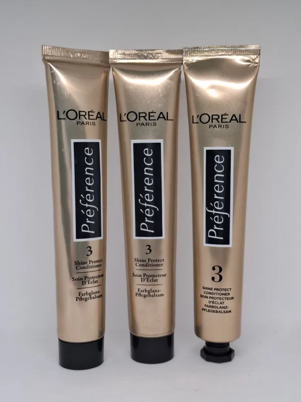 L'Oreal Preference Shine Protect Conditioner, 3 tubes, 54mls per tube