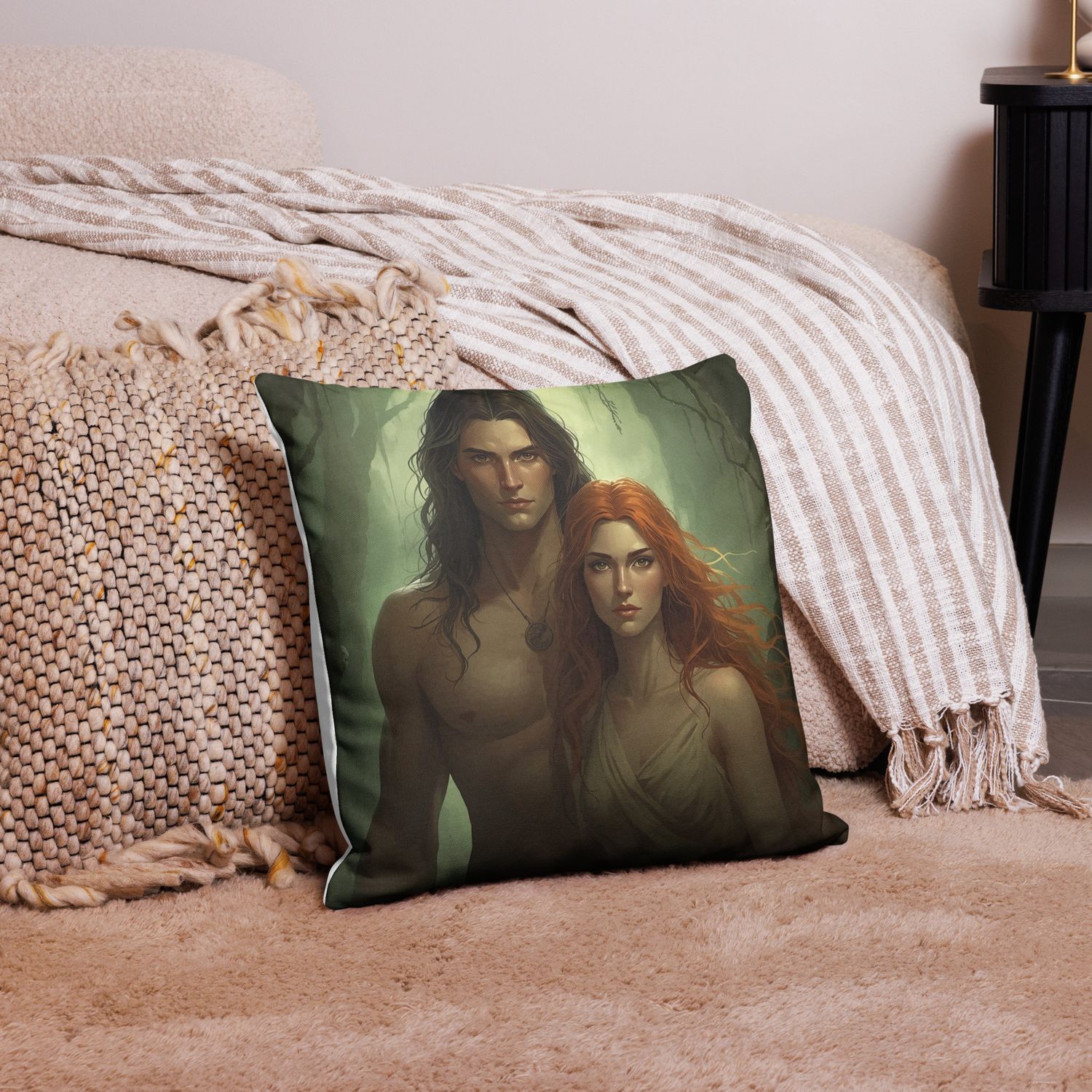 Adam and Eve Characters From The Mist of Time Series - Premium pillow