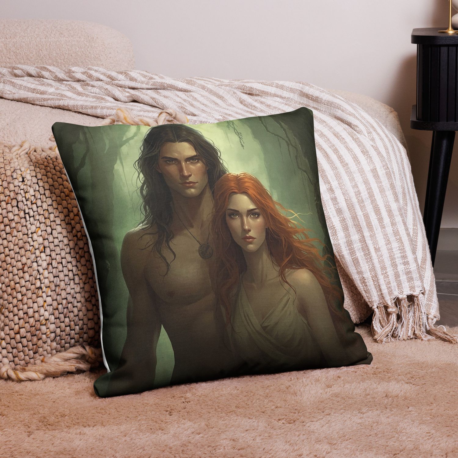 Adam and Eve Characters From The Mist of Time Series - Premium pillow Adam and Eve Characters From The Mist of Time Series - Premium pillow