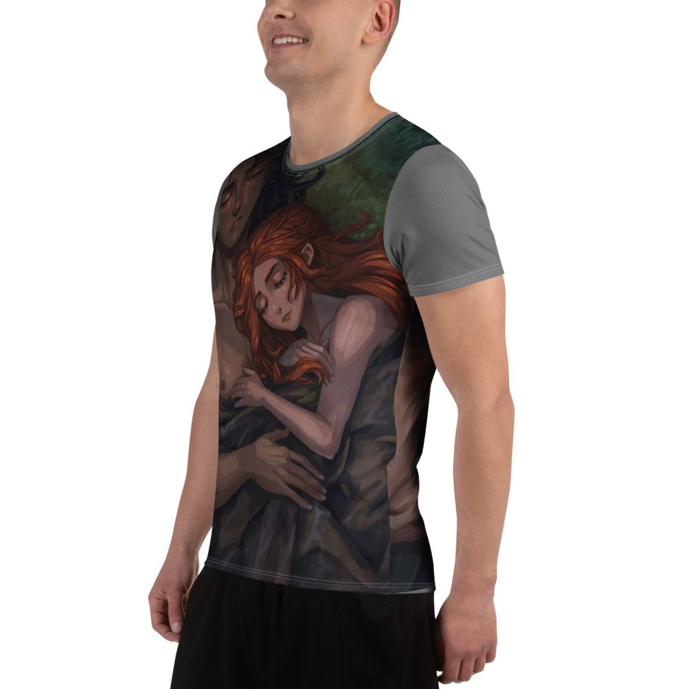 Men's Adam and Eve lay down beside the gentle stream, athletic t-shirt - [From the Mist of Time Series 1 - Episode 1]