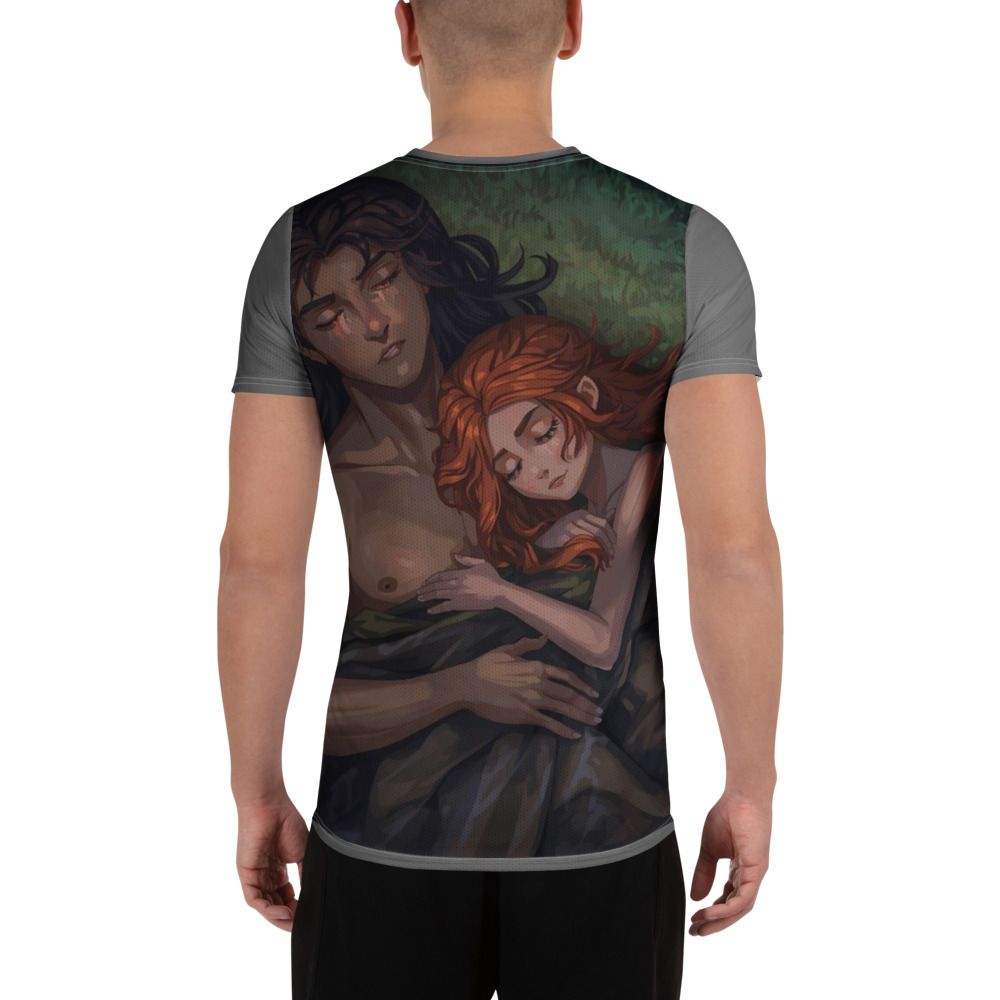 Men's Adam and Eve lay down beside the gentle stream, athletic t-shirt - [From the Mist of Time Series 1 - Episode 1]