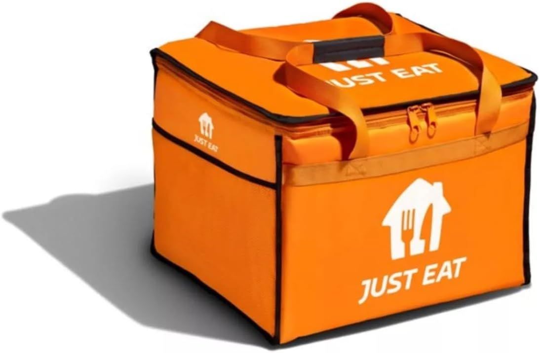 Genuine Just Eat Insulated Food Delivery Bag – Orange Thermal-Lined Bag with Zip Closure