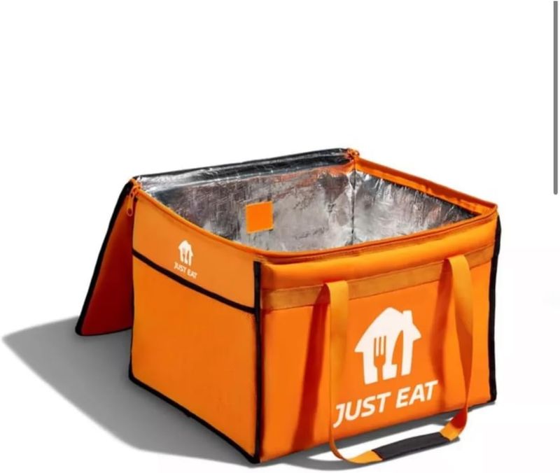 Genuine Just Eat Insulated Food Delivery Bag – Orange Thermal-Lined Bag with Zip Closure