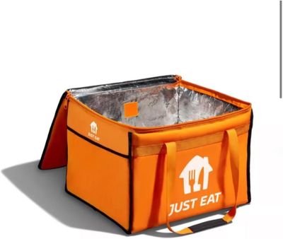 Genuine Just Eat Insulated Food Delivery Bag – Orange Thermal-Lined Bag with Zip Closure