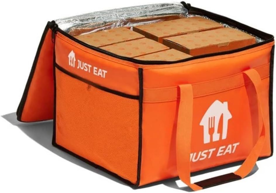 Genuine Just Eat Insulated Food Delivery Bag – Orange Thermal-Lined Bag with Zip Closure