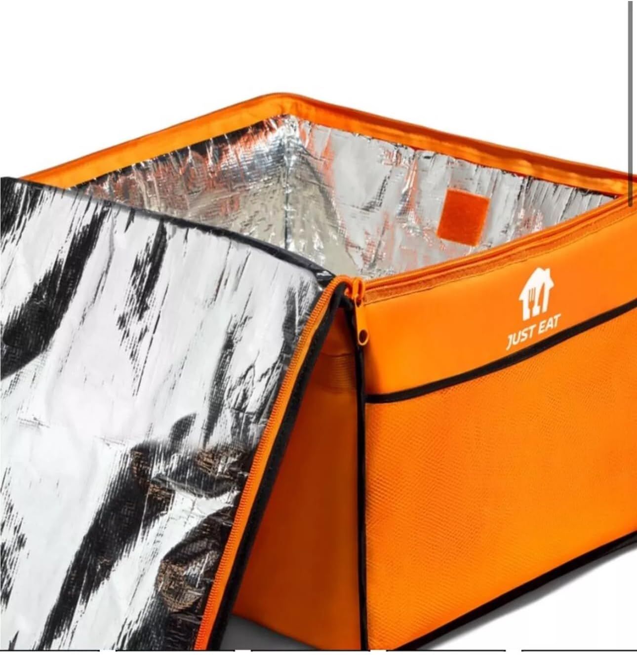 Genuine Just Eat Insulated Food Delivery Bag – Orange Thermal-Lined Bag with Zip Closure