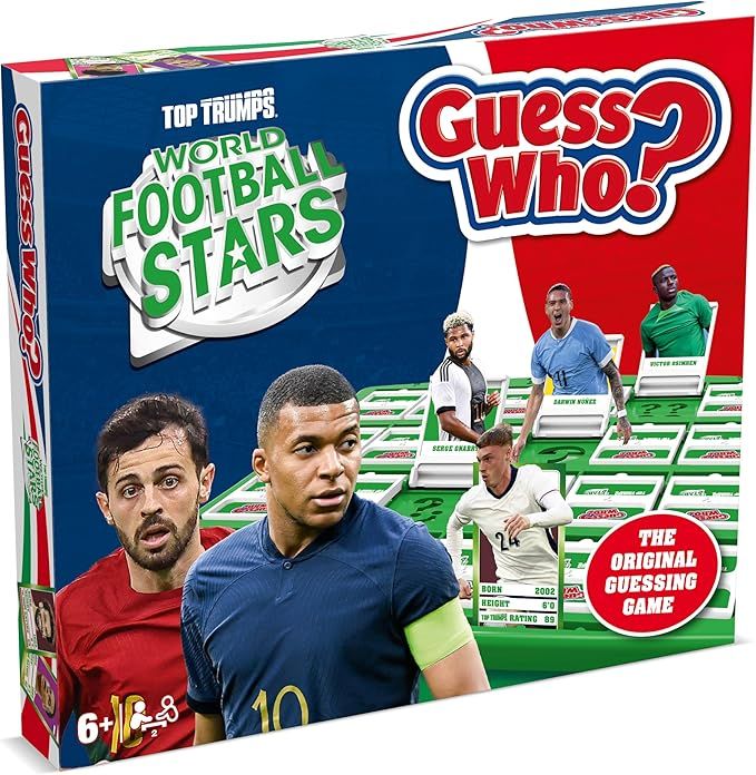 Winning Moves World Football Stars Guess Who? Board Game, Play with Mbappé, Cole Palmer, Núñez, and Harry Kane, easy to set up, gift for ages 6 plus