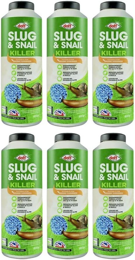 Slugs and Snails Killers/Repellent - Ready to Use Bait with Hydrated Ferric Phosphate, Perfectly Safe and Environment Friendly Organic Pellets for Gardens (800g) (Pellets, Pack of 6)