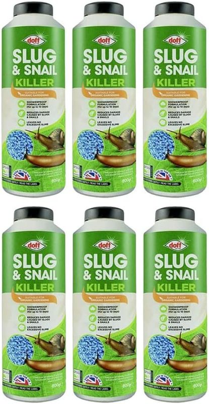 Slugs and Snails Killers/Repellent - Ready to Use Bait with Hydrated Ferric Phosphate, Perfectly Safe and Environment Friendly Organic Pellets for Gardens (800g) (Pellets, Pack of 6)