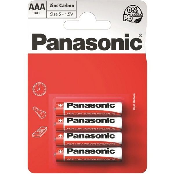 Panasonic 1.5V Zinc Carbon AAA Batteries 4pk