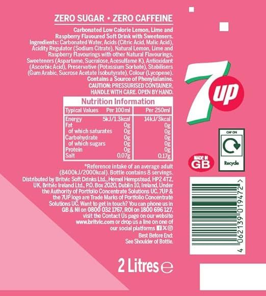 7UP Zero Lemon &amp; Lime Bottle 2L