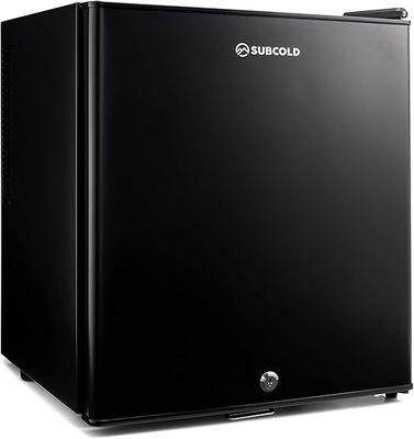 Subcold Aire 30 LED Mini Fridge | 30L Table Top Model | Quiet Frost Free Fridge for Bedrooms &amp; Hotels | Lockable with Solid door &amp; interior LED light (Black) [Energy Class E]