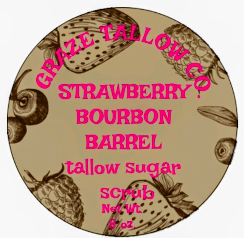 Strawberry Bourbon Barrel Whipped Tallow Sugar Scrub