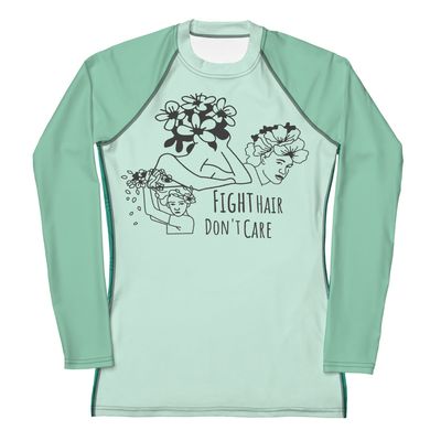 Fight Hair Don&#39;t Care Flower Head | Women&#39;s Rash Guard