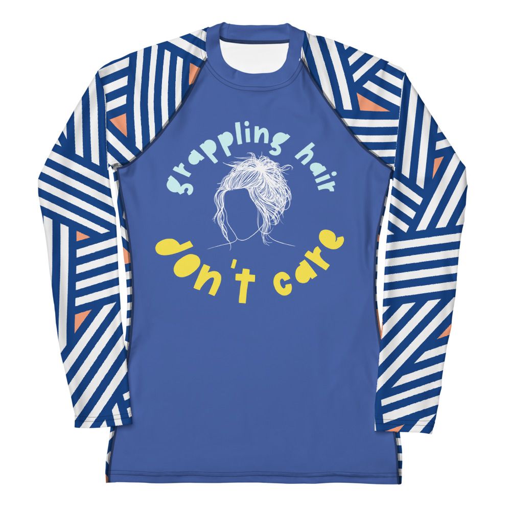 Grappling Hair Don&#39;t Care | Blue | Women&#39;s Rash Guard