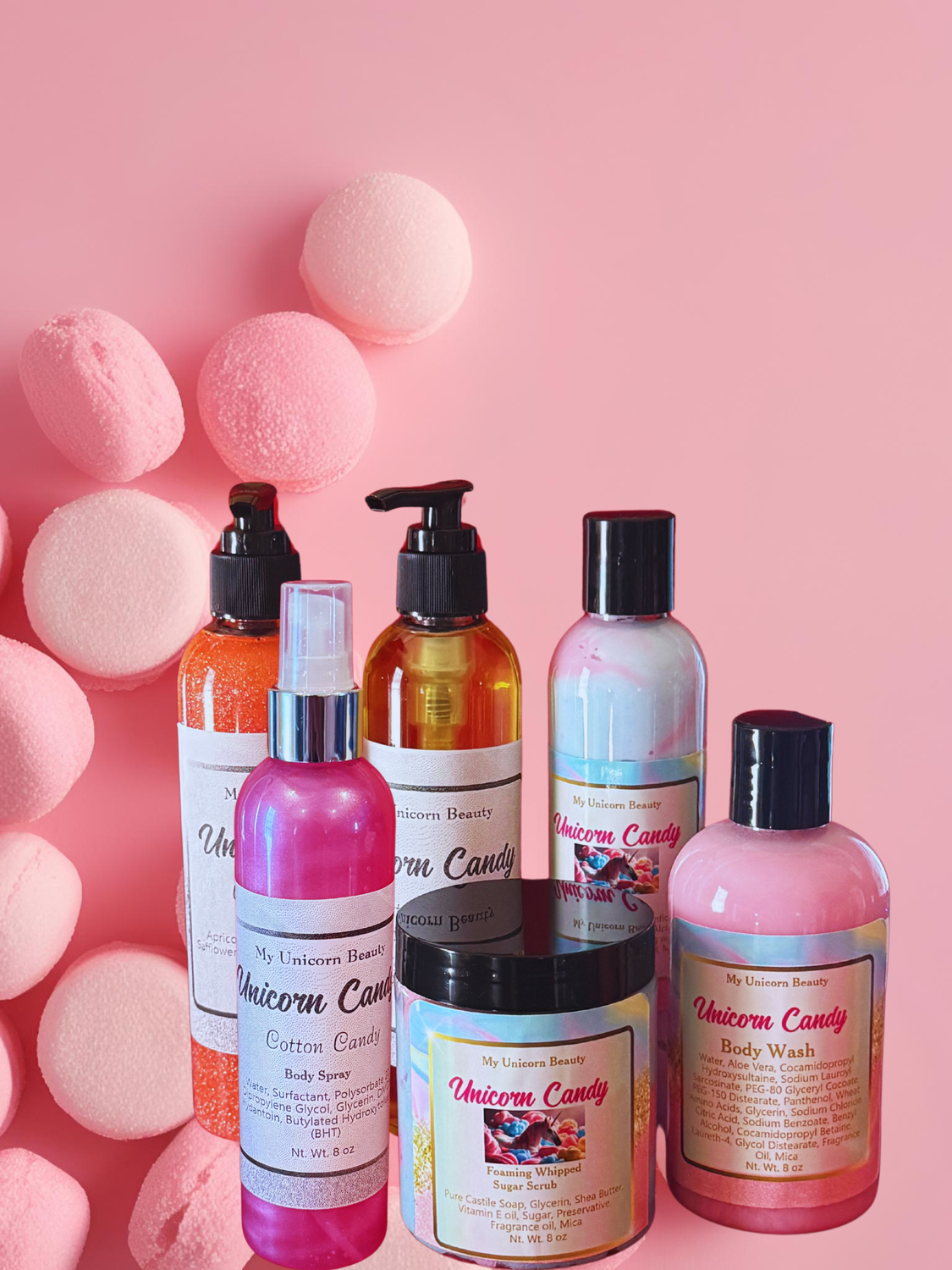 Unicorn Candy Bundle (Body Oil, Spray, Scrub, Lotion,and Wash)