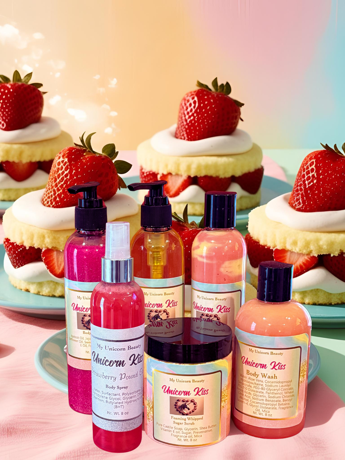 Unicorn Kiss Bundle (Body Oil, Spray, Scrub, Lotion,and Wash)