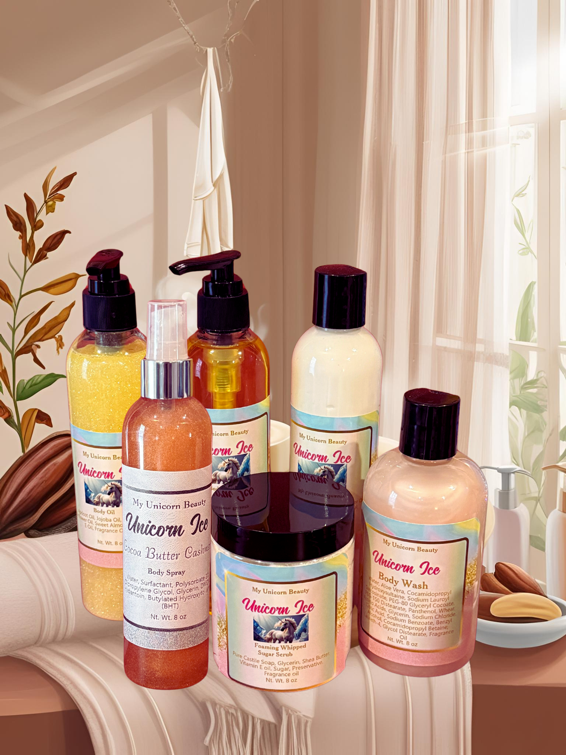 Unicorn Ice Bundle (Body Oil, Spray, Scrub, Lotion,and Wash)