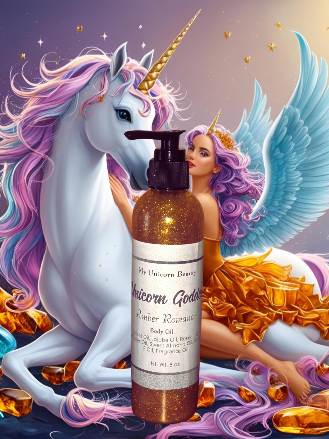 Unicorn Goddess Body Oil with Gold Shimmer