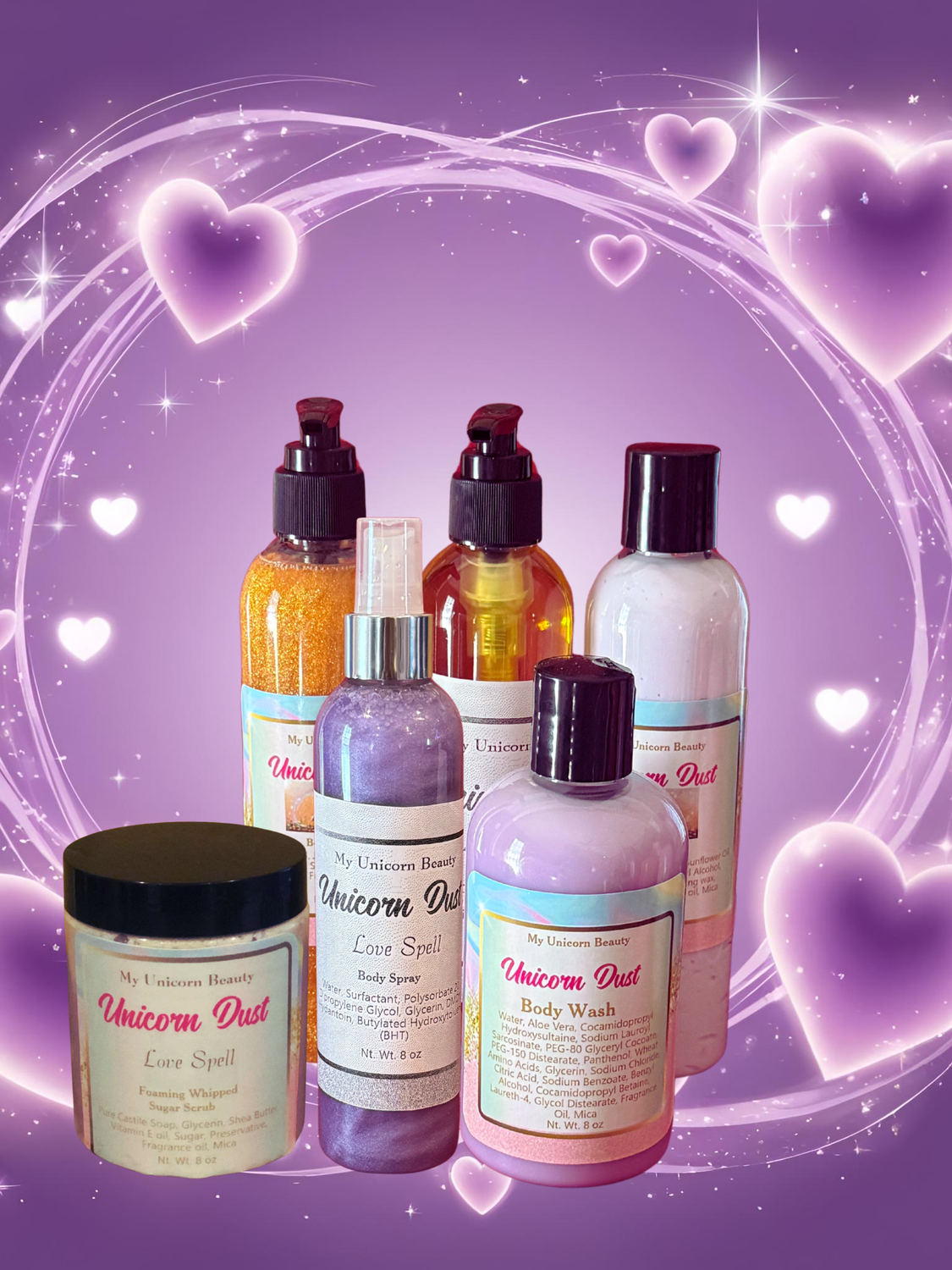 Unicorn Dust Bundle (Body Oil, Scrub, Spray, Lotion, and Wash)
