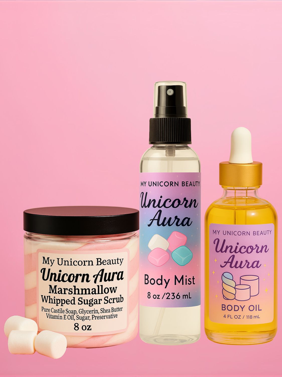 Unicorn Aura Body Bundle (Scrub, Oil, and Mist)
