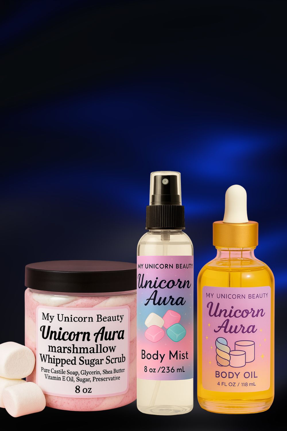 Unicorn Aura Trio ( Body Oil, Mist, and Scrub)