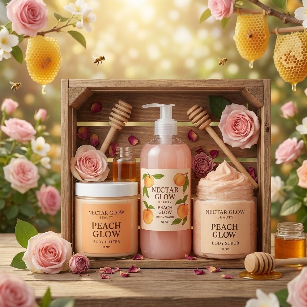 Peach Glow Body Bundle (Body Wash, Body Butter, Body Scrub)