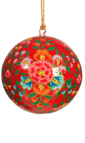 "Floral Kashmiri" Papier Mache Christmas Bauble Set of 3 "Floral Kashmiri" Papier Mache Christmas Bauble Set of 3