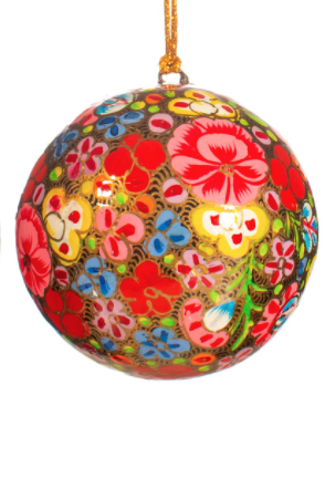"Floral Kashmiri" Papier Mache Christmas Bauble Set of 3 "Floral Kashmiri" Papier Mache Christmas Bauble Set of 3